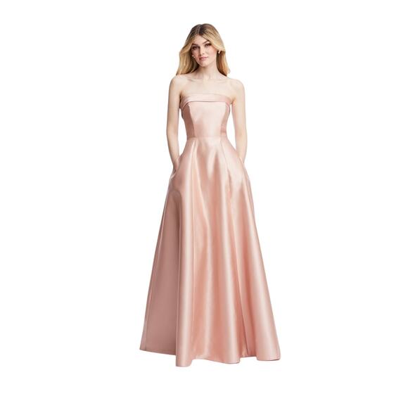 ALFRED SUNG Pink Strapless Maxi Dress - Picture 4 of 7